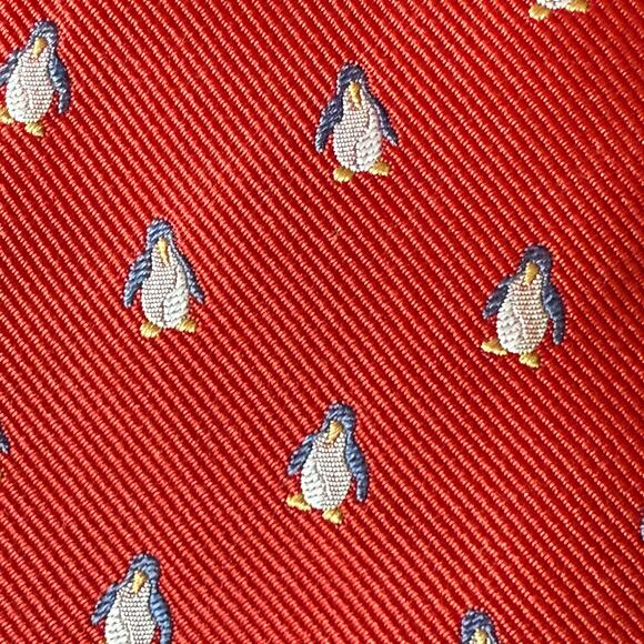 Tommy Hilfiger Silk Tie Set | Classic Striped & Penguin Print Preppy Neckties - Picture 3 of 3